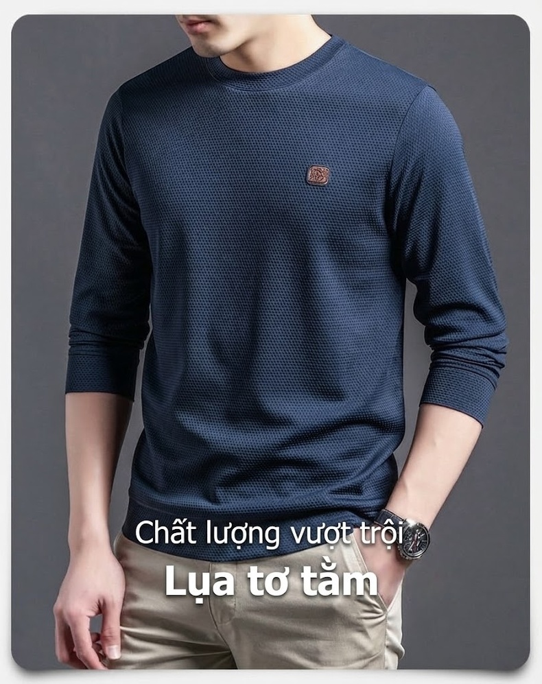 Áo Thun Tay Dài Nam Cổ Tròn Phong Cách Doanh Nhân chi tiết 5