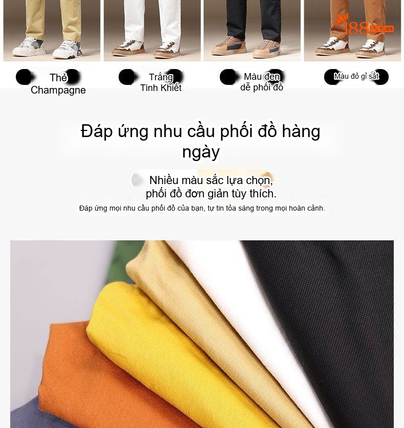 Quần Dài Nam Cotton Co Giãn 7 Màu Ống Đứng Thoải Mái chi tiết 6