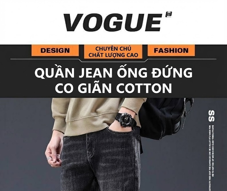Quần Jean Nam Ống Đứng Slim Fit Co Giãn Thoải Mái Phong Cách Business Casual Màu Xám Đen chi tiết 1