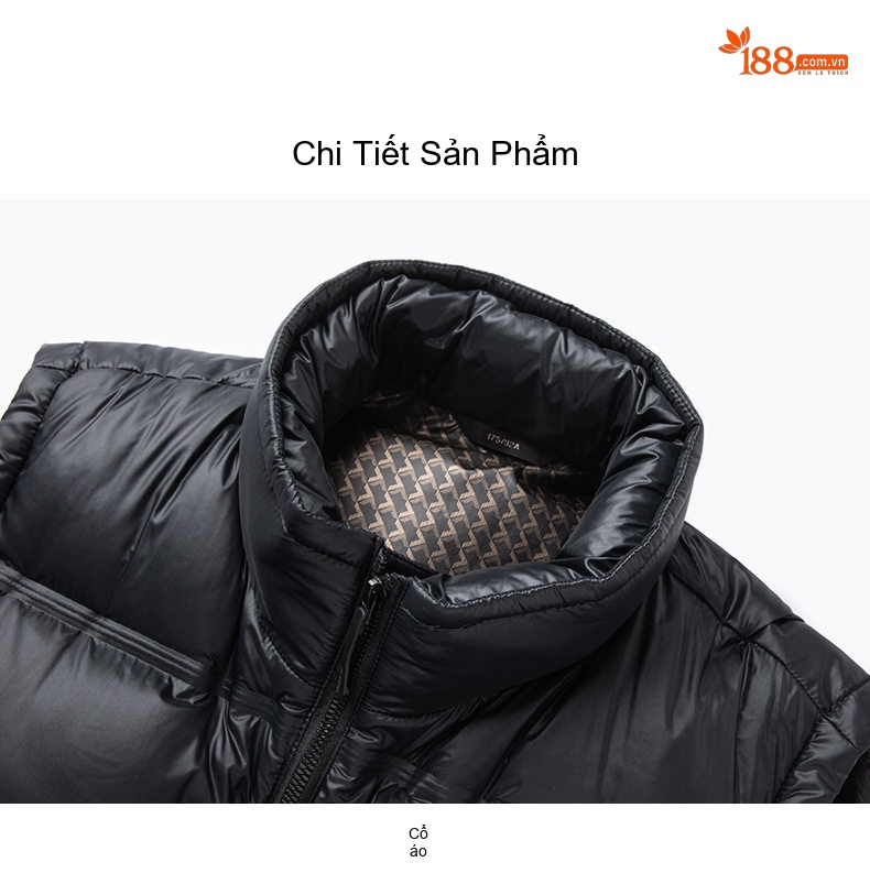 Áo Gile Phao Lông Vũ Nam 90% Lót Lông Vịt Trắng Giữ Ấm Không Tay Màu Đen chi tiết 17
