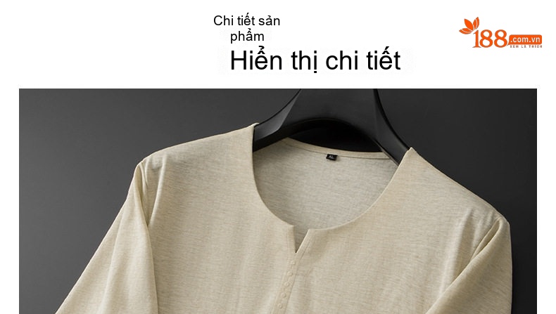 Áo Thun Cổ chữ V Nam Tay Ngắn Phong Cách Trung Hoa Size Lớn Màu Đen, Kem chi tiết 23