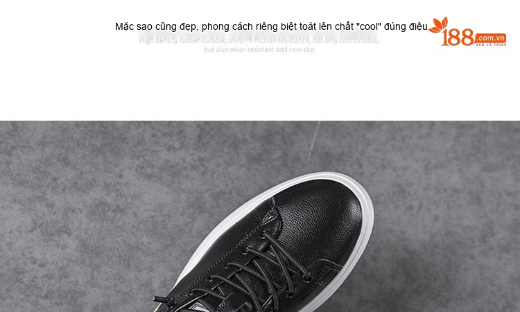 Giày Thể Thao Nam Da Bóng Thêu Hình Ong Chiều Cao Đế Khoảng 3cm Màu Trắng, Đen chi tiết 9