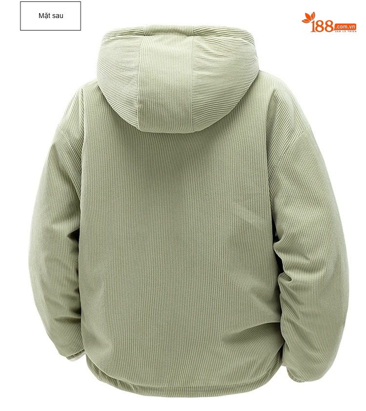 Áo Khoác Cotton Lót Lông Cừu Non Có Mũ Trùm Đầu Dáng Rộng Nam Nữ Màu Đen, Xanh, Tím, Kem... chi tiết 20