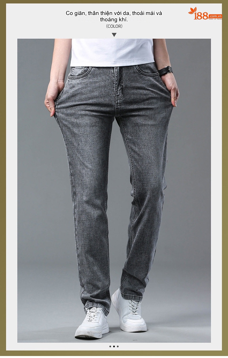 Quần Jean Nam Ống Đứng Dáng Rộng Co Giãn Nhẹ Phong Cách Casual Màu Xanh, Xám chi tiết 24