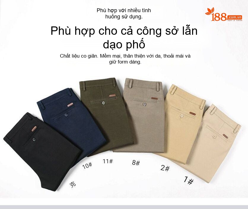 Quần Dài Nam Ống Đứng Dáng Rộng Phong Cách Hàn Quốc Công Sở Màu Be, Xanh Navy, Nâu, Đen chi tiết 7