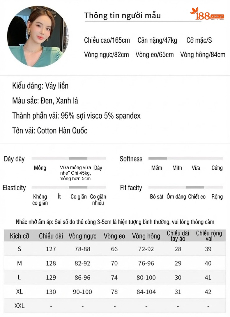 Váy Ôm Body Nữ Cổ chữ V Chữ Xẻ Tà Bất Đối Xứng Màu Đen, Xanh Lá chi tiết 2