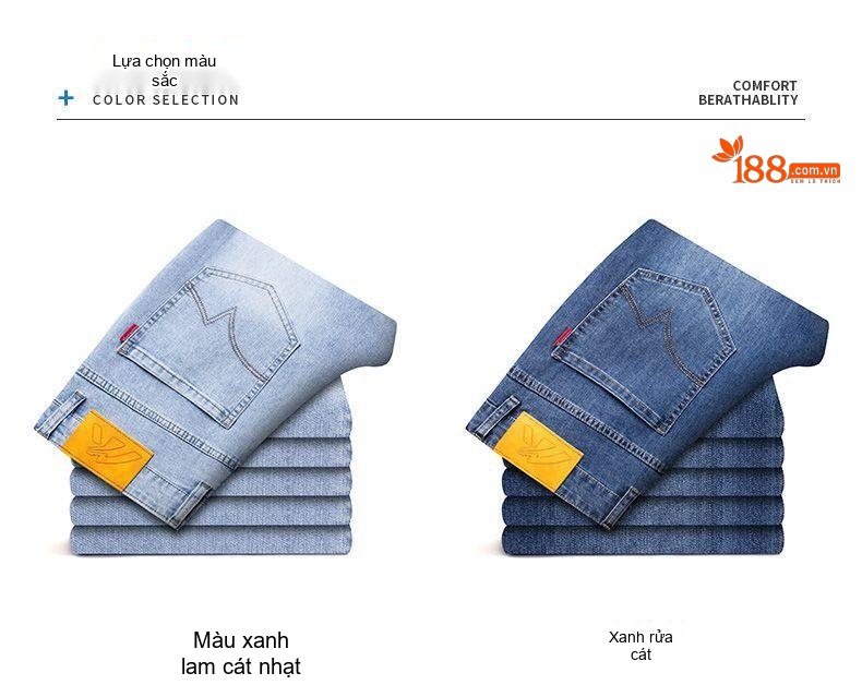 Quần Jean Nam Ống Đứng Mỏng Co Giãn Thoải Mái Màu Xanh chi tiết 16
