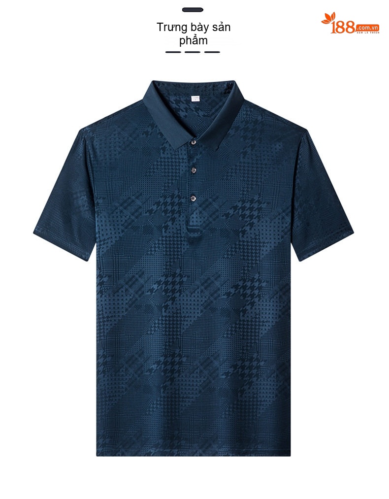Áo Polo Nam Tay Ngắn Lụa Tơ Tằm Trung Niên Form Rộng Thoải Mái Màu Đen, Trắng, Xanh Navy chi tiết 8