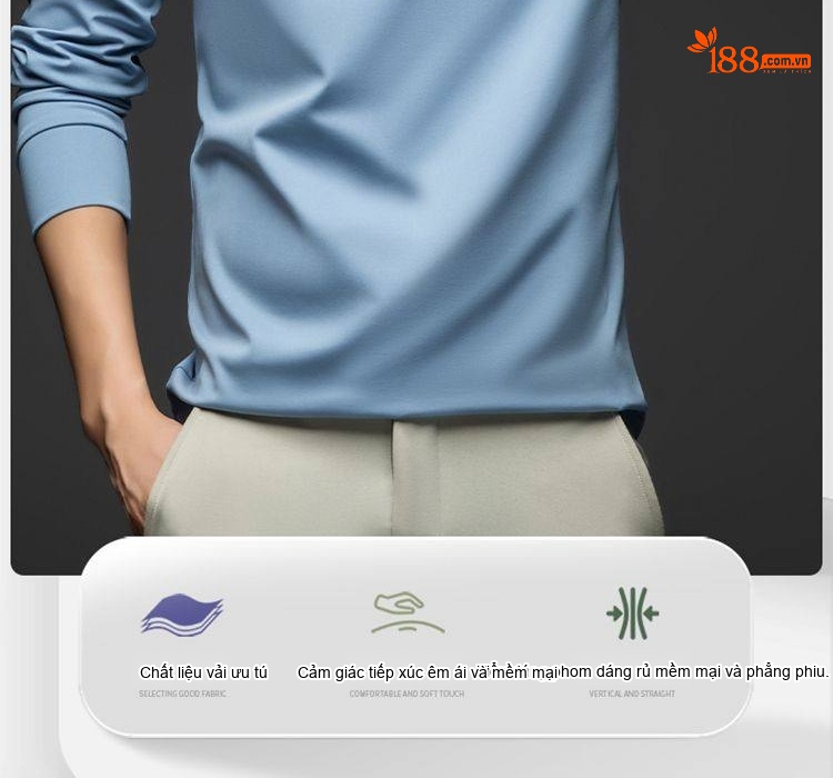 Áo Polo Nam Dài Tay Lụa Tơ Tằm Cổ Bẻ Phong Cách Business Casual Màu Be, Xanh Dương, Xám, Tím... chi tiết 2