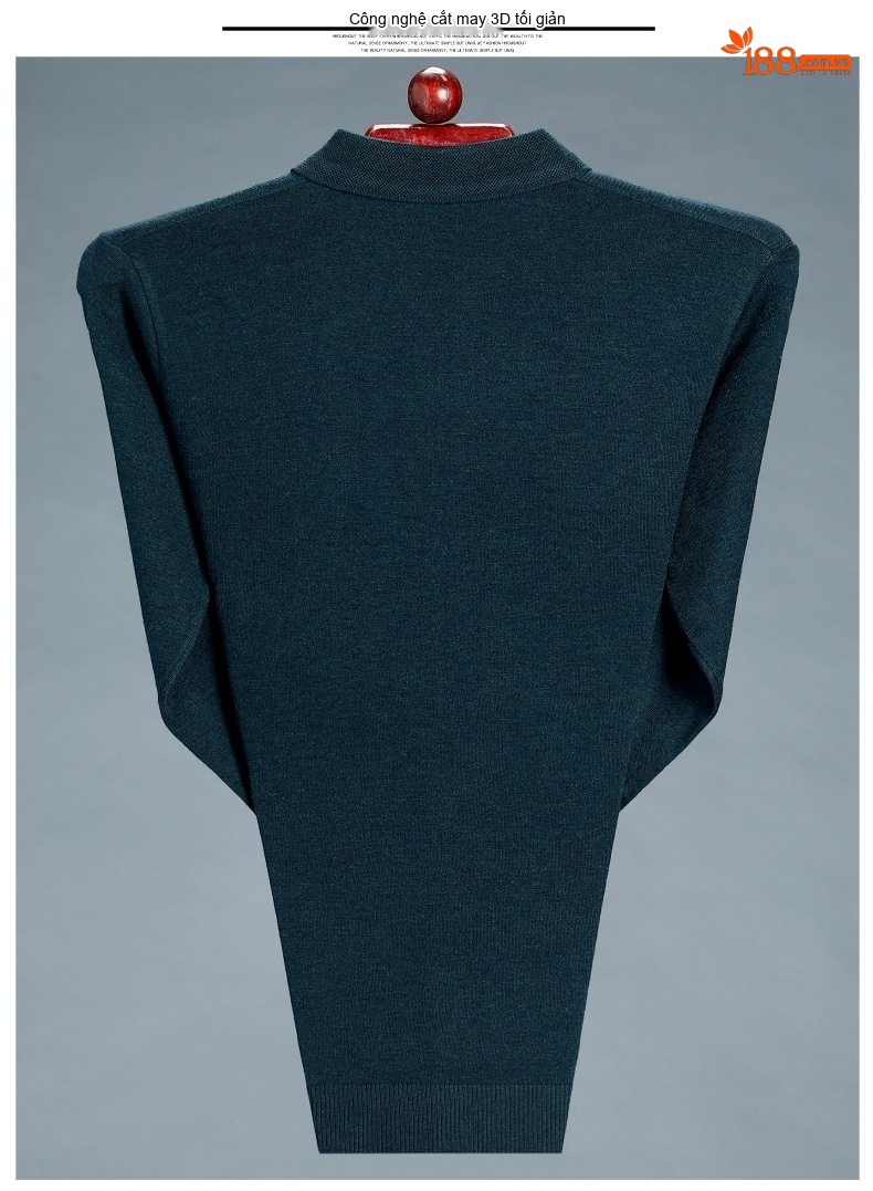 Áo Thun Polo Nam Dài Tay Dệt Kim Cashmere Phong Cách Doanh Nhân Màu Đỏ Rượu, Xám, Xanh Dương, Xanh Lá... chi tiết 22