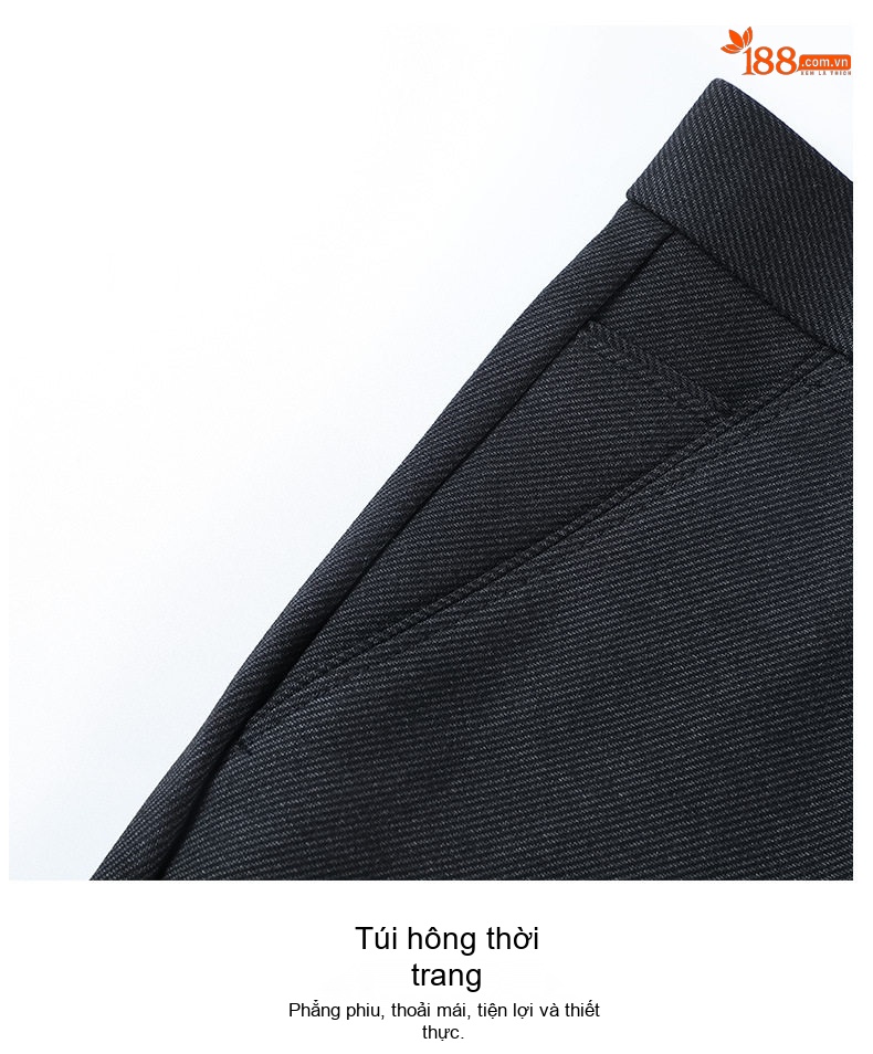 Quần Âu Nam Wool Dáng Suông Chống Nhăn Không Cần Là Màu Đen, Xanh Navy chi tiết 19