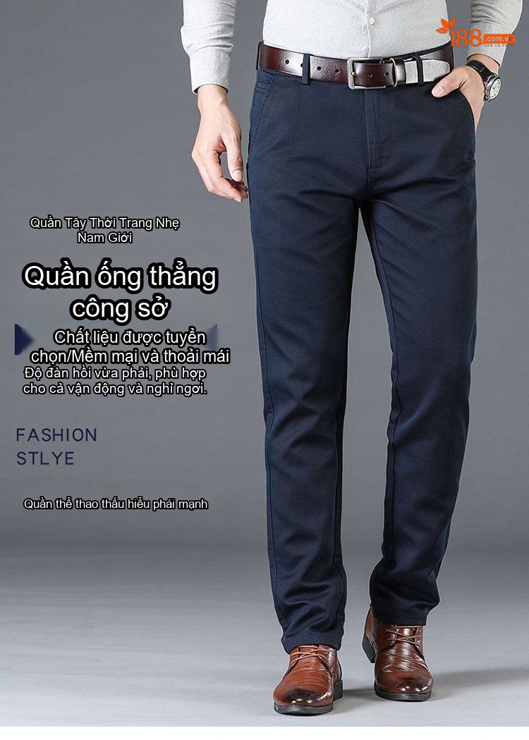 Quần Dài Nam Ống Đứng Dáng Rộng Phong Cách Hàn Quốc Công Sở Màu Be, Xanh Navy, Nâu, Đen chi tiết 9