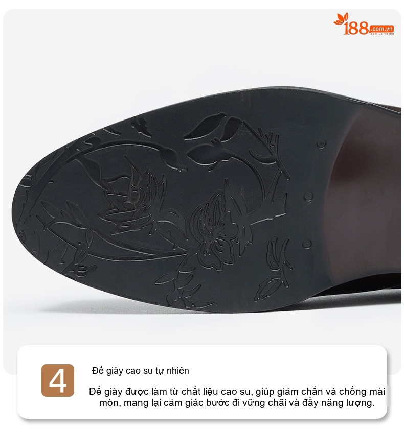 Giày Tây Buộc Dây Nam Da Thật Tăng Chiều Cao 5.3cm Màu Đen chi tiết 9
