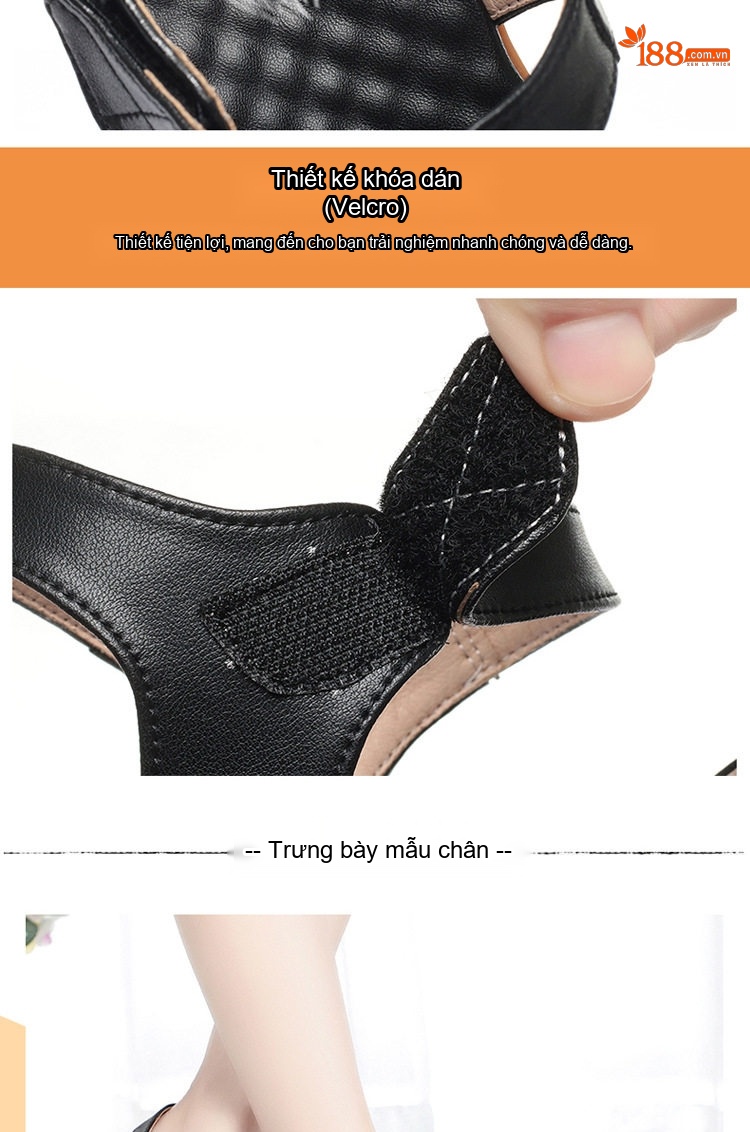 Dép Sandal Nữ Quai Chữ X Da Mềm Đế Cao 3cm - 4cm Màu Kem, Đen, Xám chi tiết 7
