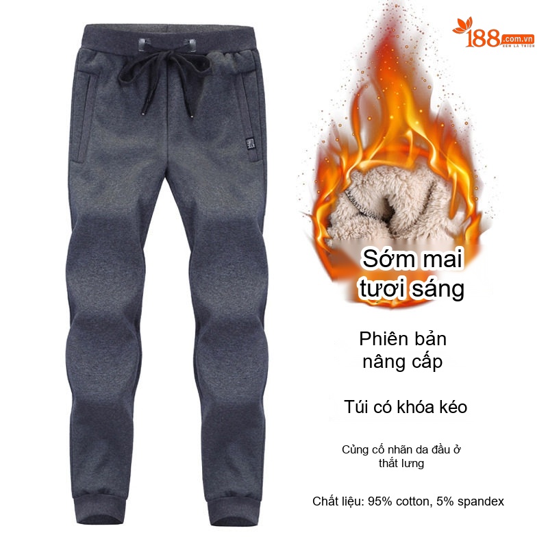 Quần thể thao nam lót lông cừu non dày dặn giữ ấm mùa đông