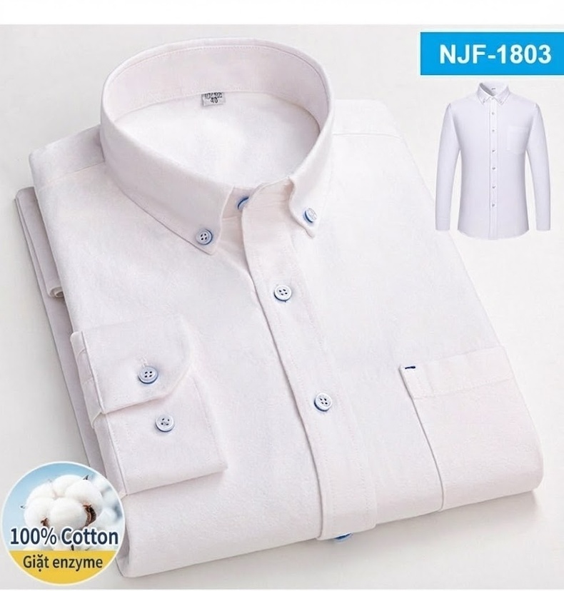 Áo Sơ Mi Tay Dài Cotton Oxford Dáng Rộng Thoải Mái Màu Trắng, Xám, Xanh, Đỏ... chi tiết 18