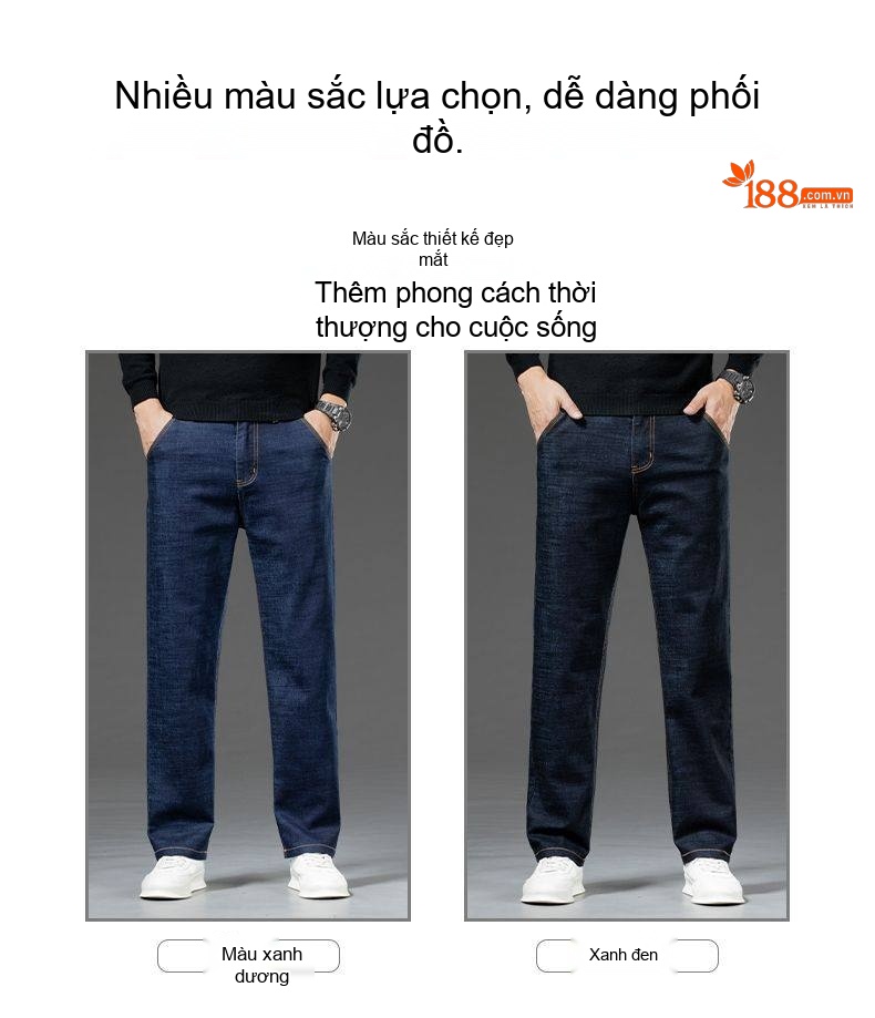Quần Jean Nam Dáng Suông Dài Lót Lông Dày Ấm Màu Xanh Đậm chi tiết 43