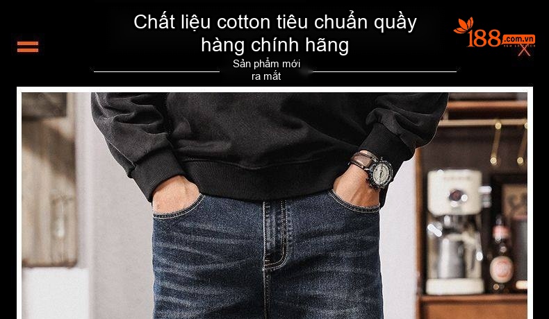 Quần Jean Nam Ống Đứng Co Giãn Cao Cấp Phong Cách Châu Âu Màu Xanh Đen chi tiết 1