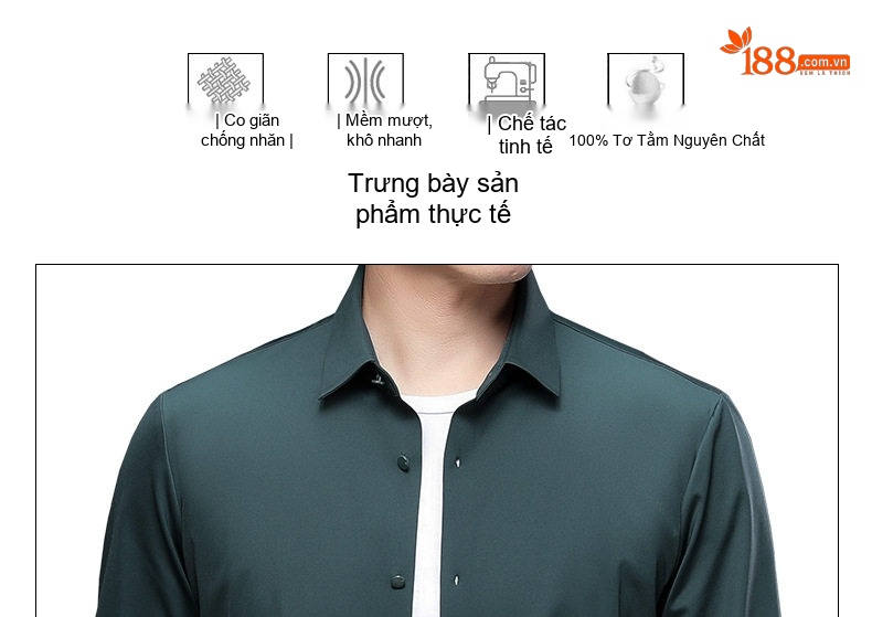 Áo Sơ Mi Nam Dài Tay Dệt Kim Không Nhăn Phong Cách Công Sở Màu Đen, Trắng, Xanh, Xám... chi tiết 7
