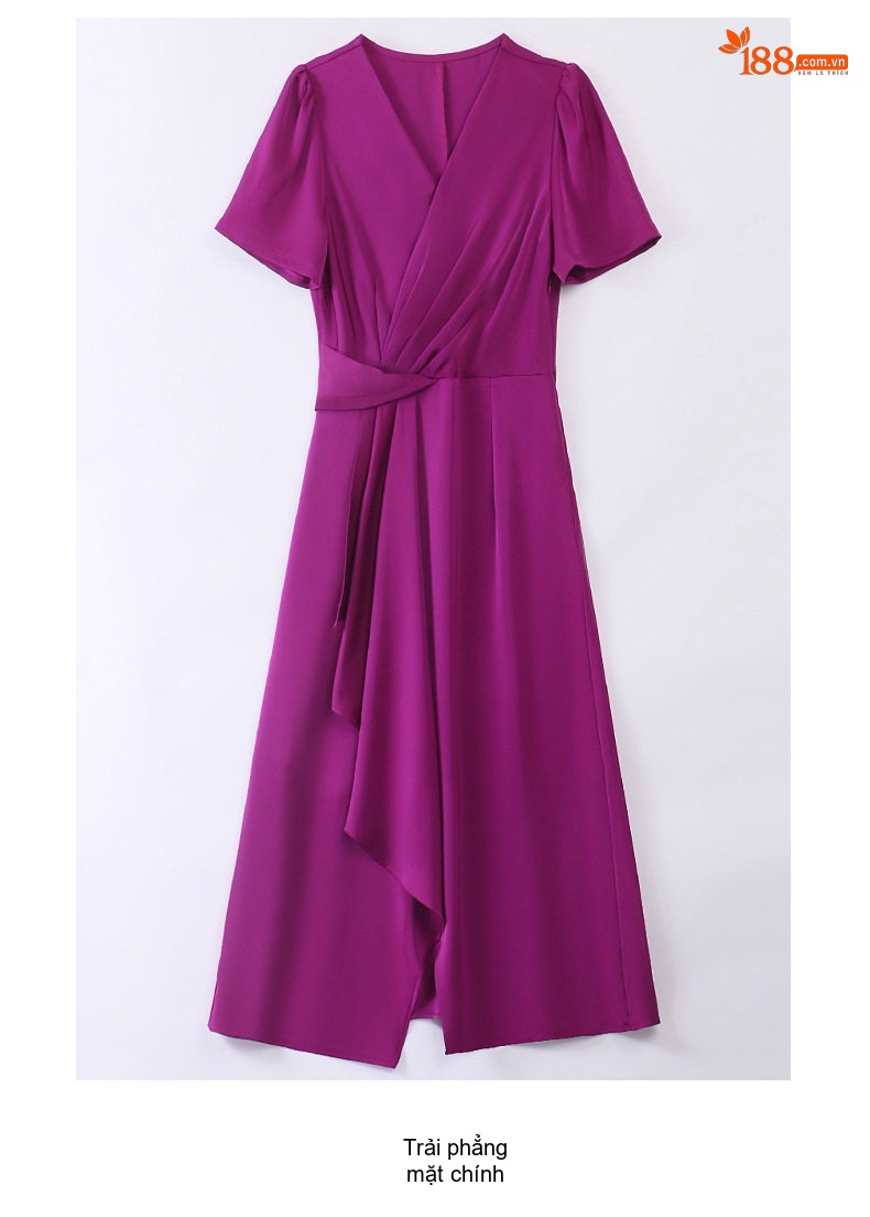 Váy liền thân Nữ Thiết Kế V-Neck Dáng Ôm Thanh Lịch Màu Trắng, Đen, Tím chi tiết 30