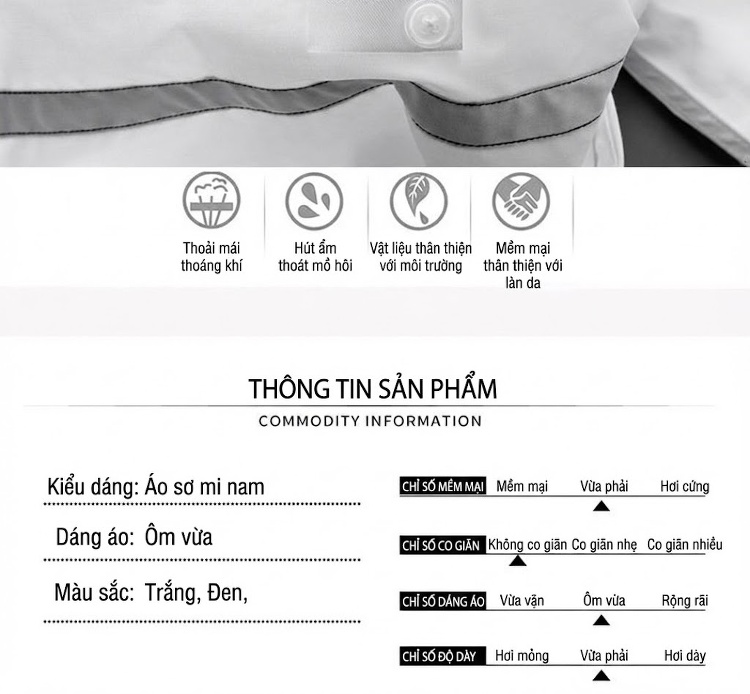 Áo Sơ Mi Nam Tay Dài Thiết Kế Sọc Phối Dây Đeo Thời Trang Màu Trắng, Đen chi tiết 5