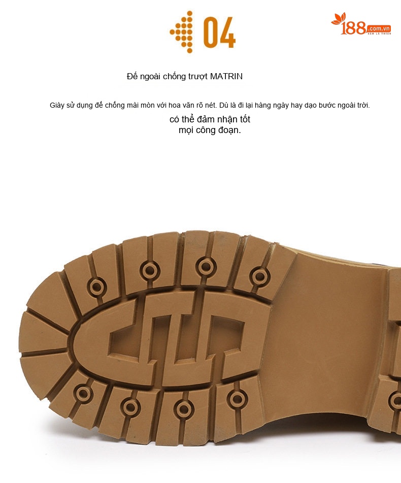 Giày Boot Cổ Cao Da Mờ Đế Dày Màu Vàng Bò Gót 5 cm chi tiết 9