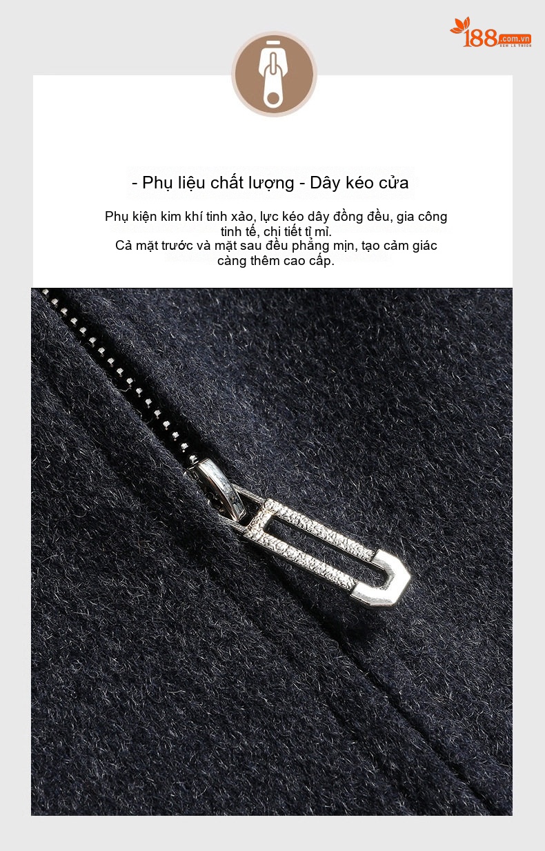Áo Khoác Nam Trung Niên Cổ Bẻ Lông Vũ Lót Trong Tháo Rời Được Chất Liệu Lông Cừu Màu Xám, Xanh Navy chi tiết 15
