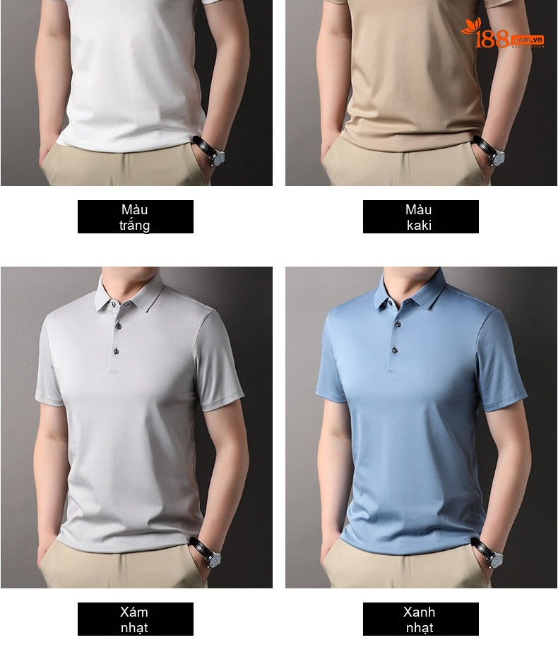 Áo Polo Nam Cotton Ngắn Tay Phong Cách Hàn Quốc Màu Xanh, Trắng, Xám, Tím... chi tiết 4