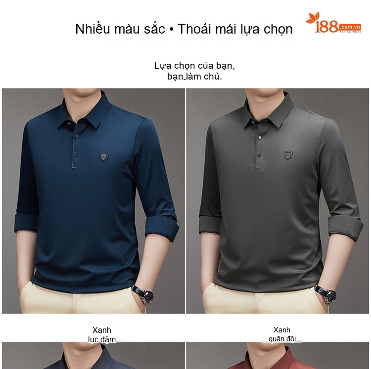 Áo Polo Nam Dài Tay Lông Cừu Mềm Mại Kiểu Dáng Business Màu Xanh Navy, Xám, Đỏ Gạch, Nâu... chi tiết 4