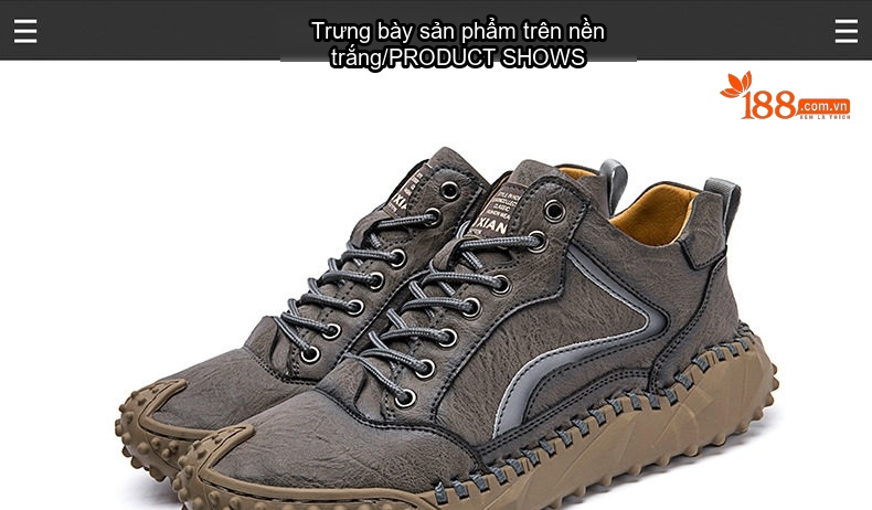 Giày Da Nam Lớn Size Thủ Công Buộc Dây Chiều Cao Đế Khoảng 3cm Màu Nâu, Xám, Đen chi tiết 32