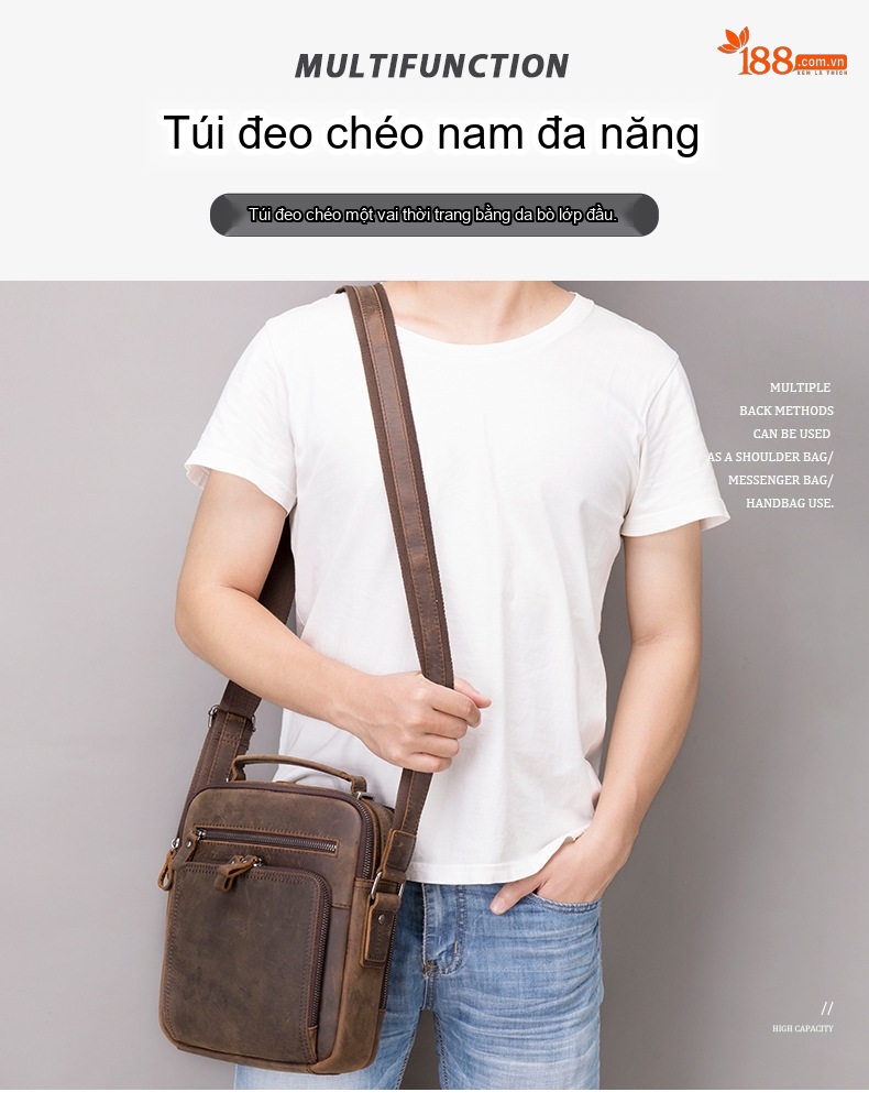 Túi Đeo Chéo/Đeo Vai/Xách Tay Nam Da Bò Thời Trang chi tiết 1