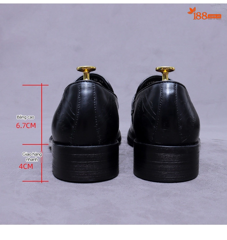 Giày Lười Nam Da Bò Dập Vân Chiều Cao Đế Khoảng 3cm Màu Nâu, Đen chi tiết 18