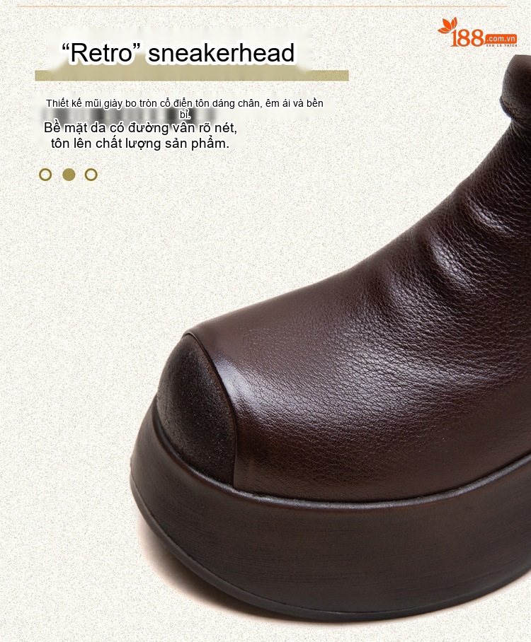 Boot Martin Nữ Da Bò Đế Dày Chiều Cao Đế Khoảng 7cm Màu Đen, Nâu chi tiết 5