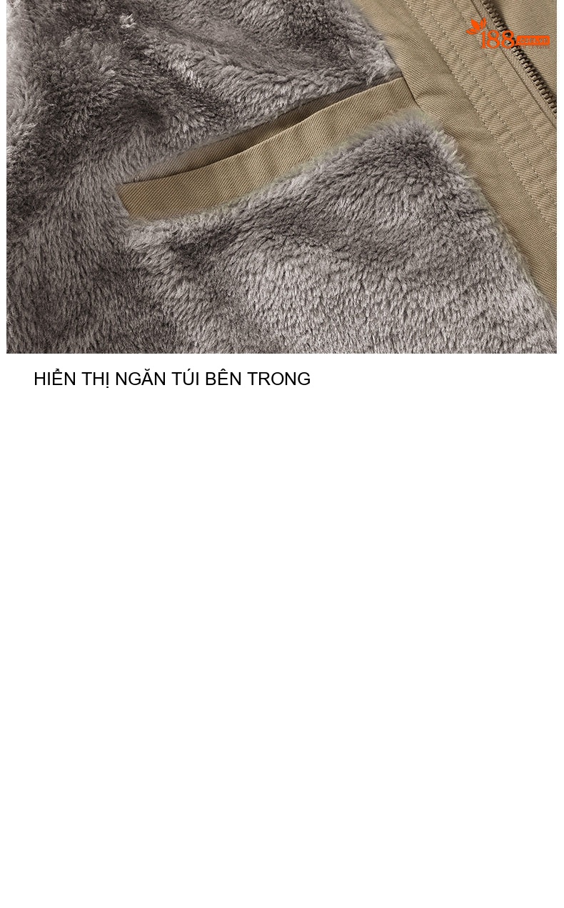 Áo Khoác Nam Cotton Dáng Dài Lót Lông Dày Dặn Có Mũ Trùm Đầu Màu Be, Đen, Xanh Lá, Nâu chi tiết 20