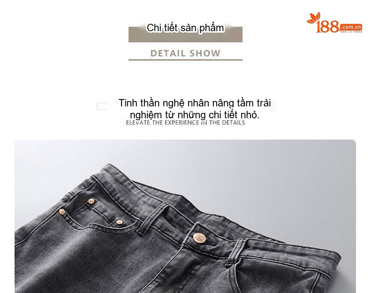Quần Jean Nam Vải Cao Cấp Co Giãn Dáng Suông Basic Màu Xanh Đậm, Xanh Nhạt, Đen chi tiết 19