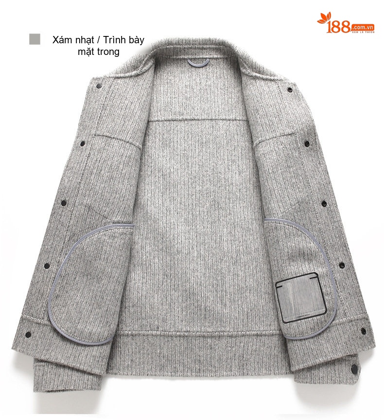 Áo Khoác Nam Alpaca Lông Cừu Dáng Ngắn Dáng Rộng Màu Xám, Đen chi tiết 30