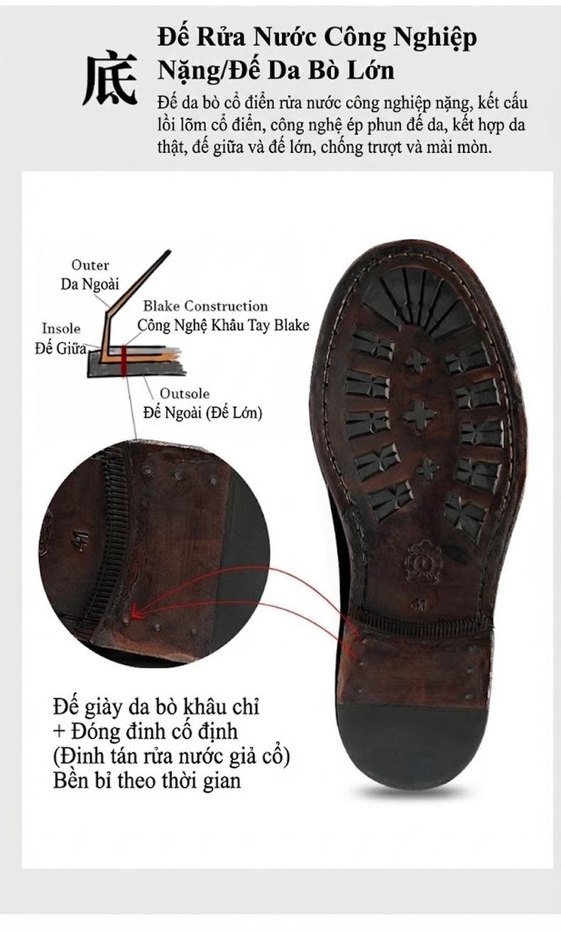 Giày Tây Buộc Dây Nam Da Thật Chiều Cao Đế Khoảng 3cm Màu Nâu chi tiết 2