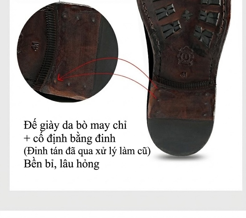 Giày Tây Buộc Dây Nam Da Thật Đế Da Chiều Cao Đế Khoảng 3cm Màu Đen, Nâu chi tiết 2
