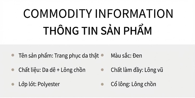 Áo Khoác Da Thật Nam Dáng Bomber Cổ Lông Chồn, Da Dê Màu Đen chi tiết 3