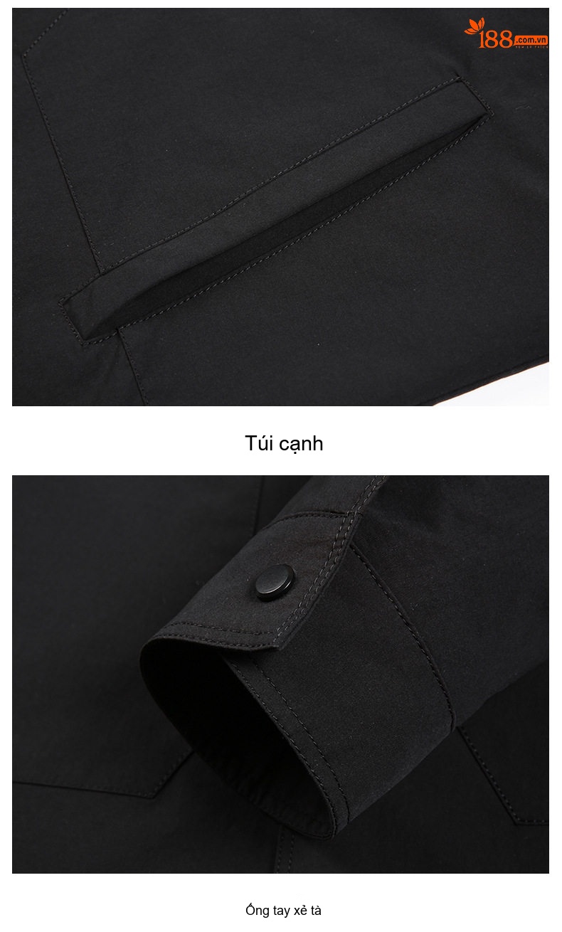 Áo Khoác Công Sở Nam Cổ chữ Vuông Phong Cách Casual Màu Đen, Xám chi tiết 23