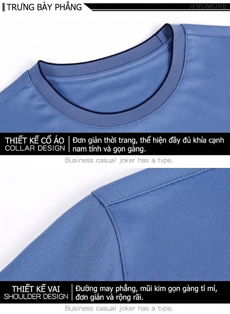 Áo Thun Nam Tay Ngắn Cotton Lụa Cao Cấp Chống Nhăn Màu Tím, Xanh Dương, Xám chi tiết 32