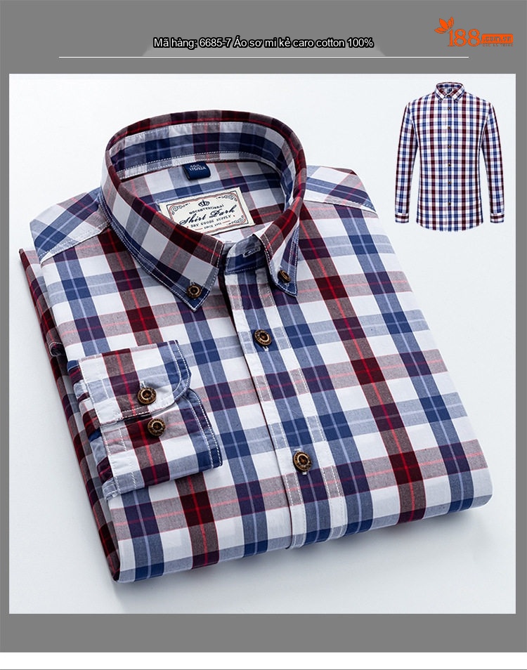 Áo Sơ Mi Tay Dài Nam Cotton Kẻ Caro Thời Trang Công Sở Hàng Ngày Màu Xanh, Đen, Đỏ, Xám... chi tiết 19