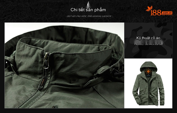 Áo Khoác Gió Nam Mỏng Nhẹ Dáng Rộng Có Mũ Trùm Đầu Phong Cách Thể Thao Màu Xanh Rêu, Nâu Be, Xanh Navy, Xám Đen... chi tiết 14