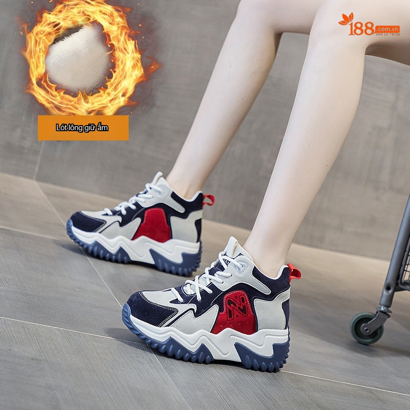 Giày Sneaker Nữ Đế Dày Chiều Cao Đế Khoảng 5cm Phong Cách Hàn Quốc Màu Trắng, Xanh Navy, Đỏ...