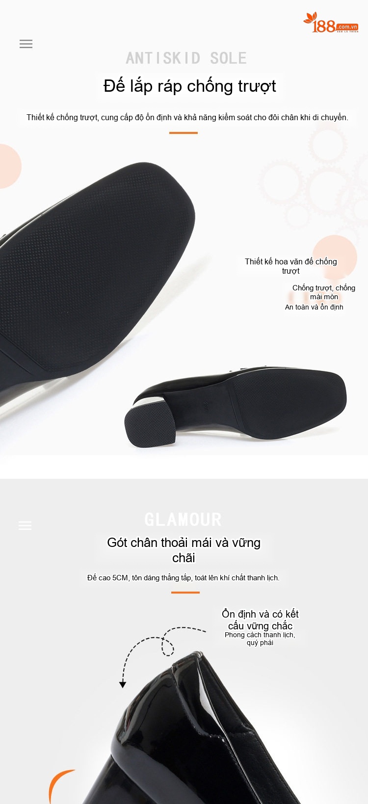 Giày Búp Bê Nữ Da Bò Mũi Vuông Chiều Cao Đế Khoảng 5cm Màu Đen, Kem chi tiết 4