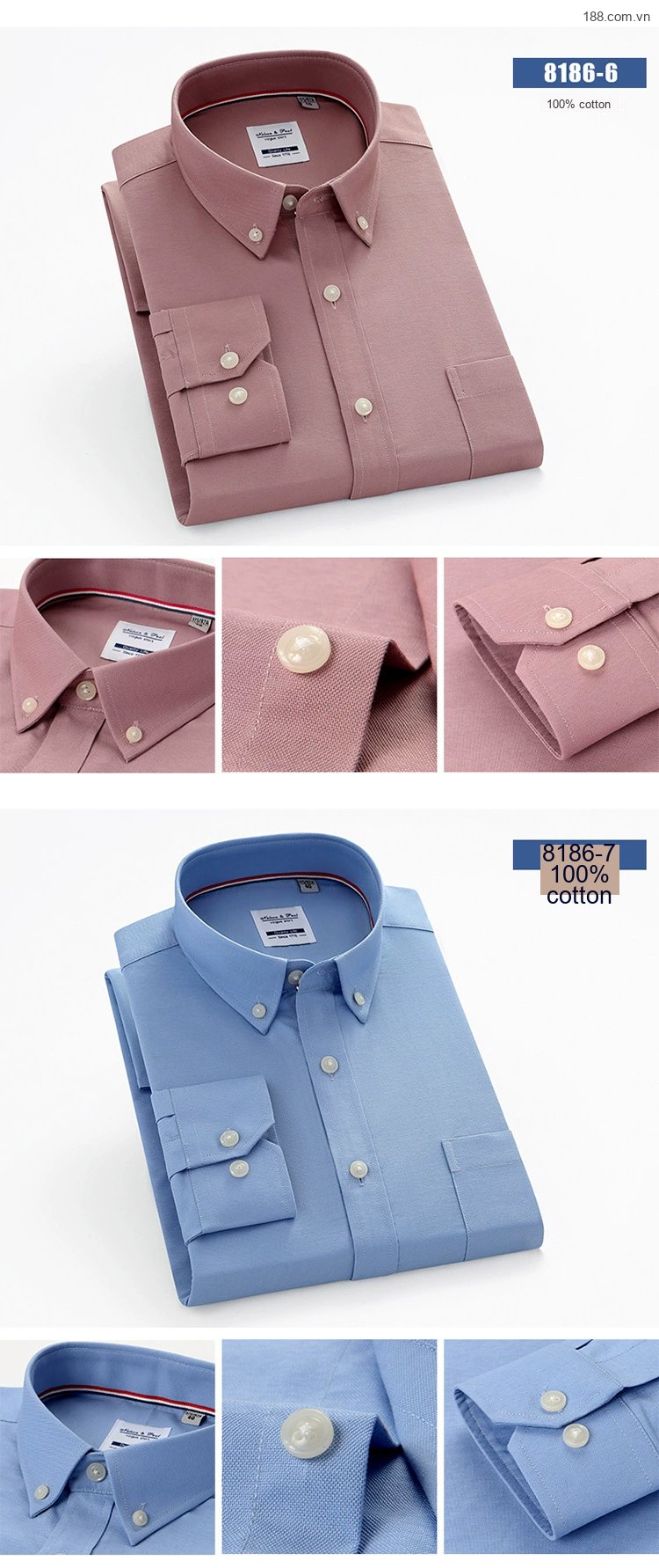 Áo Sơ Mi Nam Tay Dài Cotton Kẻ Sọc Thanh Lịch Phong Cách Công Sở Màu Trắng, Xanh, Đen, Đỏ... chi tiết 12