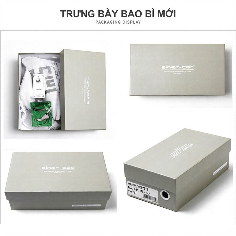 Giày Búp Bê Nữ Da Cừu Mũi Nhọn Gót Vuông Chiều Cao Đế Khoảng 2cm Quai Ngang Đính Đá Màu Đen, Bạc chi tiết 29