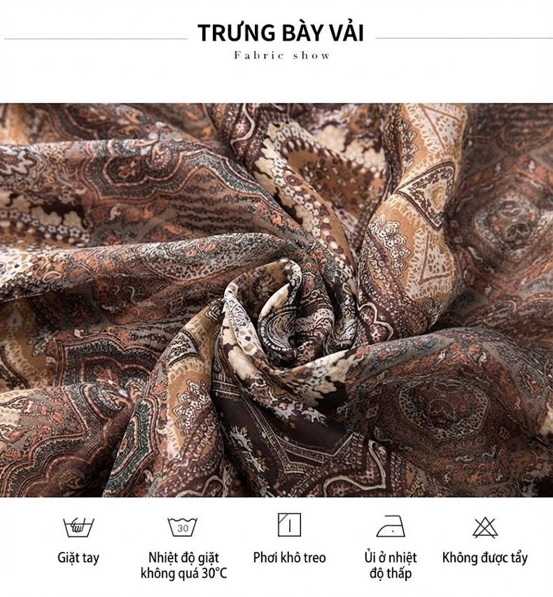Chân Váy Dài Nữ Lụa Gấm Họa Tiết Eo Chun Dáng Ôm Màu Nâu, Be, Xám... chi tiết 5