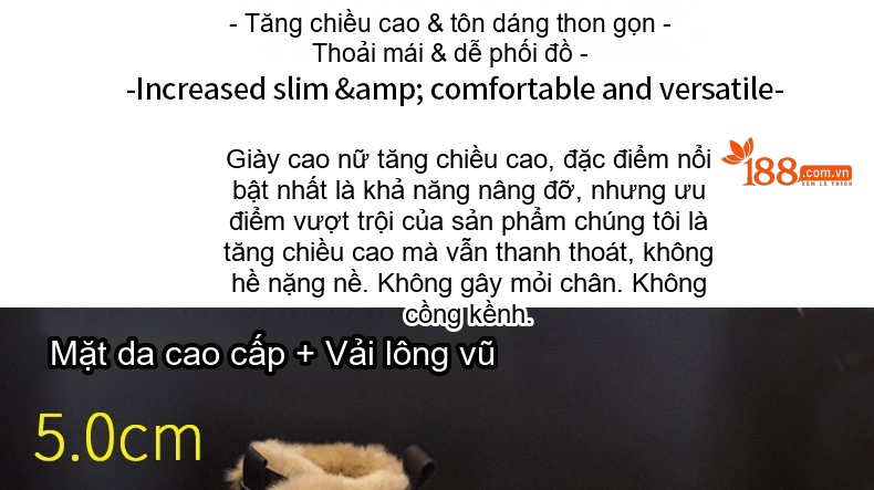 Giày Bốt Nữ Da Mặt Đế Bánh Mì Chiều Cao Đế Khoảng 5cm Màu Kem, Đen, Trắng, Tím... chi tiết 3