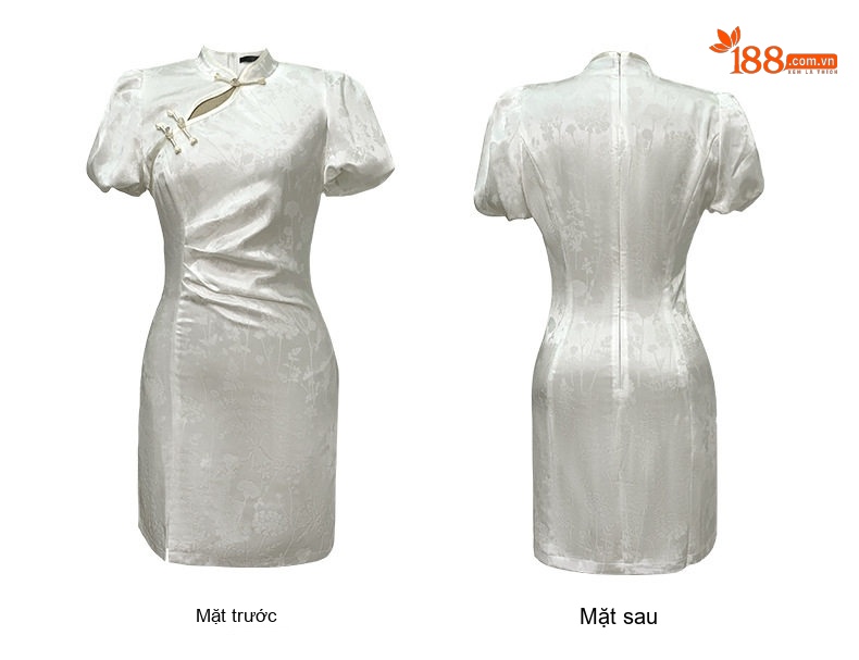 Váy Đầm Nữ Mini Tay Ngắn Dáng Ôm Phong Cách Thanh Lịch Màu Xanh Lá, Trắng chi tiết 7